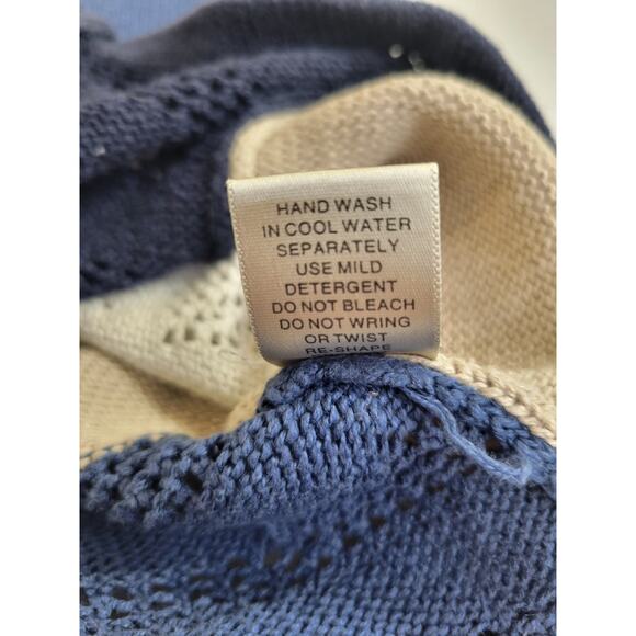 Christopher Banks Y2k Zip Cardigan Sweater Blue Yellow Crochet Colorblock Large - Picture 10 of 10